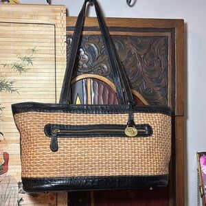 Brahmin Black and Tan Tote Bag